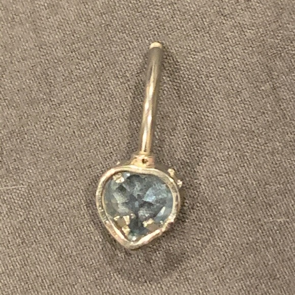 Belly Button Ring Heart Shaped light blue stone - Picture 5 of 8